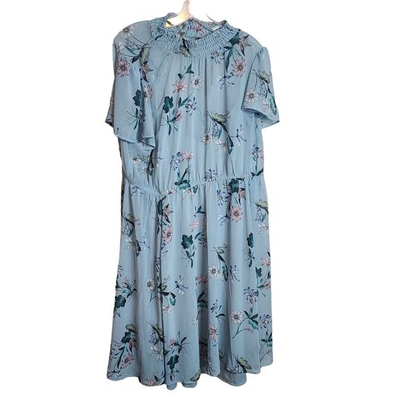 Torrid Mini Chiffon Smocked Dress, Floral Blue, 2X NWT - Picture 8 of 8